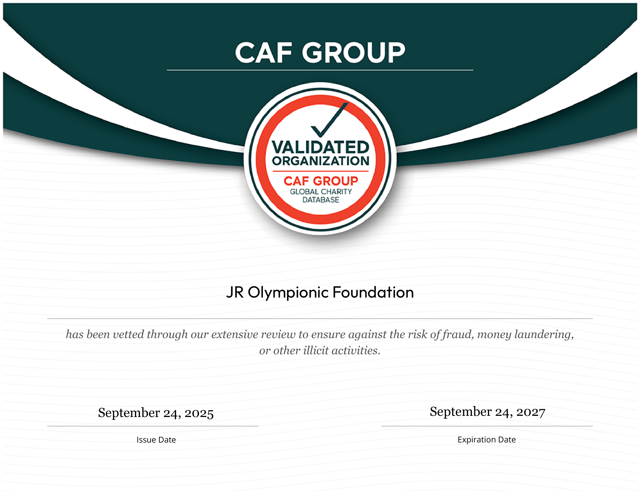Certyfikat CAF International